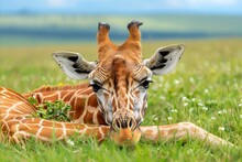 Giraffe Sleep On The Ground