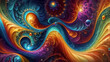 abstract fractal background. colorful rainbow waves with multicolored bubbles on. wallpaper
