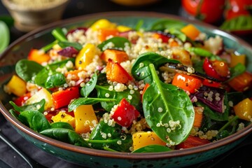 Wall Mural - Nutritious salad made with spinach quinoa and roasted veggies