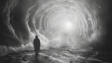 Staring Into The Abyss Light At The End Of The Tunnel Abstract Silhouette Background Wallpaper,art Photo
