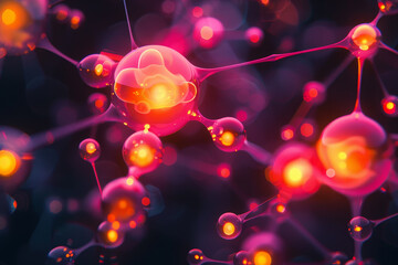 Wall Mural - A close up of a bunch of pink spheres that are connected to each other