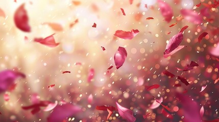 Wall Mural - pink background with red and white flowers