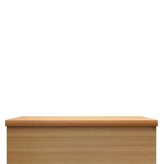 Wall Mural - empty wooden table front view isolated PNG transparent.