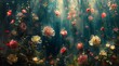 Aquatic Ballet of Light and Motion: Oil Painting of Submerged Flora and Fauna in Elegance