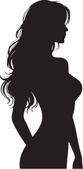 Wall Mural - Women Standing Pose Silhouette Vector Illustration