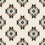 Fototapeta Do przedpokoju - Colorful southwest geometric pattern. Vector Native American southwestern geometric stripes texture seamless pattern. Ethnic southwest pattern use for textile, home decoration element, upholstery.