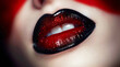 Vampire Red to Black Ombre Lips High-Fashion Sexy Makeup Statement Edgy Lipstick Art