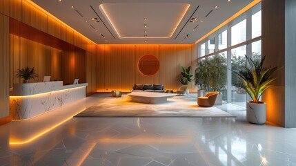 modern reception area lobby area interior design illustration