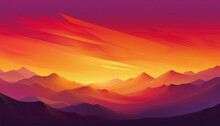 Harmony Of Hues Captivating Panorama Showcasing The Seamless Blend Of Colors In A Stunning Sunset, Abstract Gradient Red Orange And Pink Soft Colorful Background. Modern Horizontal