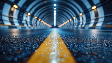 Wall Mural - rendering of d architectural tunnel on highway with empty asphalt road,art photo