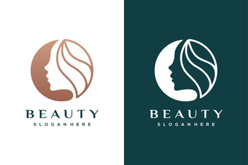 Wall Mural - Woman beauty logo design for salon hair and spa design template