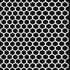 Wall Mural - A black and white image of a pattern of hexagons