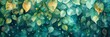 Emerald and teal droplets scatter across the paper, mimicking the chaotic beauty of a rainforest canopy, kawaii, bright water color