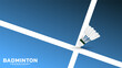 Badminton shuttlecock on white line blue background, vector sports illustration poster or banner style, illustration Vector EPS 10