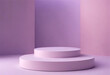 3D white pedestal in purple room, perfect for showcasing products.