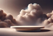 Create an enchanting atmosphere for your product presentation with a 3D podium and a picturesque cloud-filled backdrop