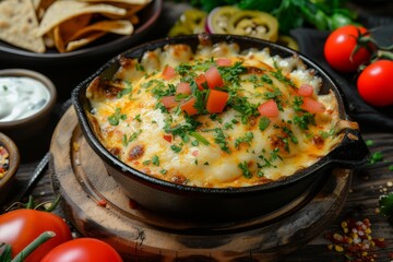 Poster - Nachos accompanied by Mexican cheese dip