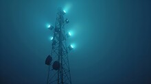 Blue Abstract 3D Isolated Telecommunication Towers

