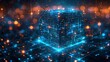 Abstract Cityscape: Digital Twin of Urban Center Illuminated in Blue