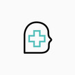 Mind Mental Health Healthy Human Head Medical Cross Logo Vector icon illustration