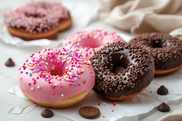 Sticker - Takeout concept Chocolate pink and cookie donuts