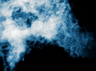 Wall Mural - Blue smoke isolated black background