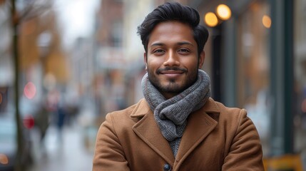 Canvas Print - happy confident wealthy young indian business man leader successful eastern professional businessman,stock image