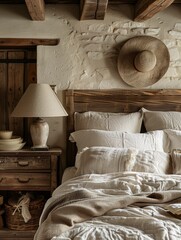 Wall Mural - Cozy Rustic Bedroom Interior with Textured Walls