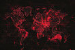 illustration world map in red and black colors