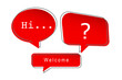 red speech bubbles design, Conceptual image about communication and social media, customer feedback