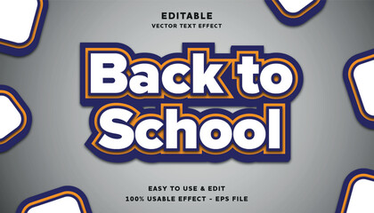 Wall Mural - back to school editable text effect with modern and simple style