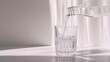 pouring clean water from a bottle into a glass. generative ai