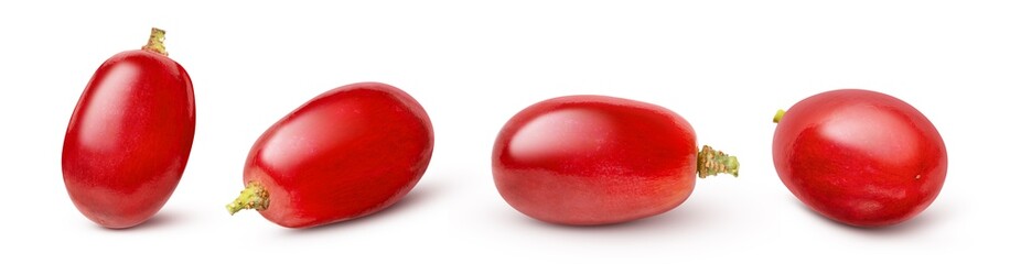 Set of red grape isolated on white background.