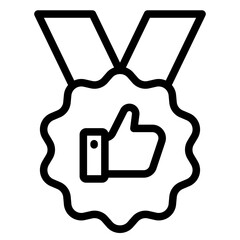 Sticker - Certificate icon. Premium quality. Achievement badge. Quality mark. Achievement or award grant. Gold seal. Gold medal. Like icon. Hand like. Thumb up. Social media sign. Quality checking.