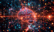 conceptual technological human brain quantum-style lattice structure, futuristic advanced technology	