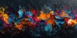 A spectacular multicolored paint explosion captures the essence of creativity, with waves and drops intertwining in a mesmerizing display of color and movement.