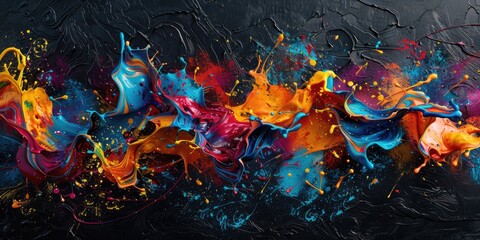 Poster - A spectacular multicolored paint explosion captures the essence of creativity, with waves and drops intertwining in a mesmerizing display of color and movement.