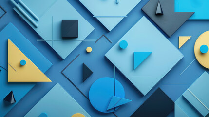 Wall Mural - Contemporary Abstract Composition with Blue Geometric Shapes