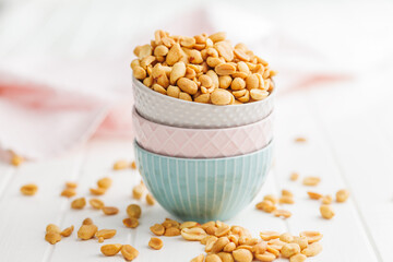 Sticker - Salted roasted peanuts in bowl on kitchen table