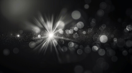 Wall Mural - abstract black background with bokeh effect from center and lens flare effect