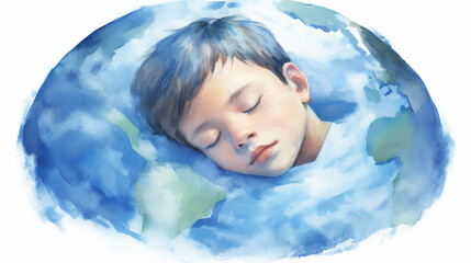 Wall Mural - Young beautiful person sleeping on bed happy as background beauty and healthy, World Sleep Day concept.