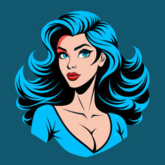 Wall Mural - Beautiful woman with long hair. Vector illustration in retro style.