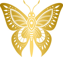 Wall Mural - Golden boho style elements, golden mystic boho butterfly design