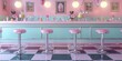 Retro Milkshake BarChrome Barstools - Vintage Diner Interior Design