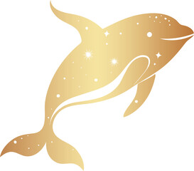 Wall Mural - Golden mystic element, golden celestial astral whale design