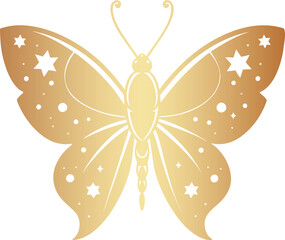 Wall Mural - Golden mystic element, golden celestial butterfly design