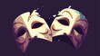 Smile mask symbol on dark backgroundclean vector 2d