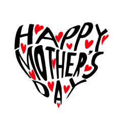 Wall Mural - Happy Mother Day typography text with red hearts