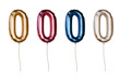 Number zero shaped foil balloons in different colors. Isolated on transparent background.
