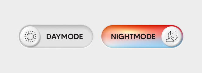 Day night switch buttons. Mobile app interface design concept. Dark mode switch icon. Day and night mode app buttons. Switch toggle app gradient interface. Night mode slider. Vector